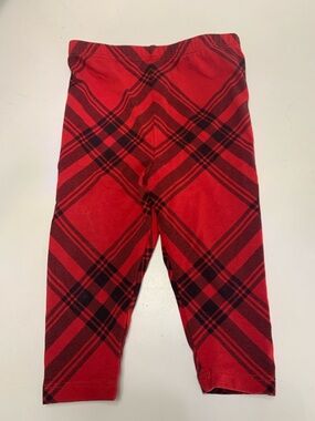 Ralph Lauren Girls Red | Black Plaid Leggings size: 9 Months